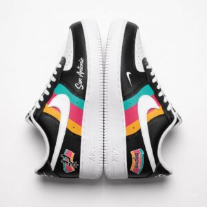 San Antonio Basketball High Top Sneakers, Custom City Inspired Shoes, Black White Colorful Streetwear Sneakers, Personalized Sports Footwear