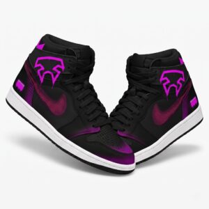 Spider Hero High Top Sneakers, Purple Spider Inspired Basketball Shoes, Black Comic Style High Top Shoes, Unisex Streetwear Footwear