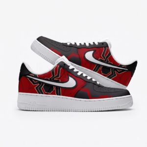 Spider Hero Low Top Sneakers, Red Black Comic Inspired Shoes, Superhero Style Casual Sneakers, Unisex Streetwear Footwear