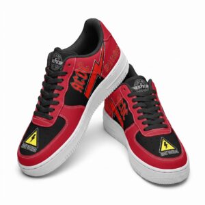 AC/DC Air Force 1 Shoes, Red Black High Voltage Custom Sneakers, Classic Rock Band Inspired Casual Streetwear Footwear