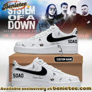 System of a Down Europe UK Stadium Tour Signed Custom Air Force 1 & Jordan 1 Shoes [Drop 9]