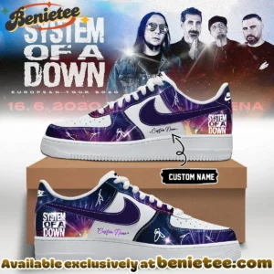 System of a Down Europe UK Stadium Tour Signed Custom Air Force 1 & Jordan 1 Shoes (Style 14)