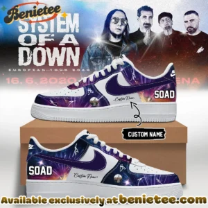 System of a Down Europe UK Stadium Tour Signed Custom Air Force 1 & Jordan 1 Shoes (Style 26)